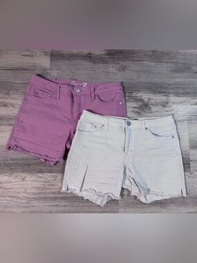 Seven7 Pink and White Denim Cutoff Shorts Duo *2 pack bundle*